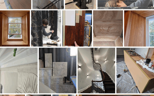 Examples of our team's Faux painting – marble / wood expertise.