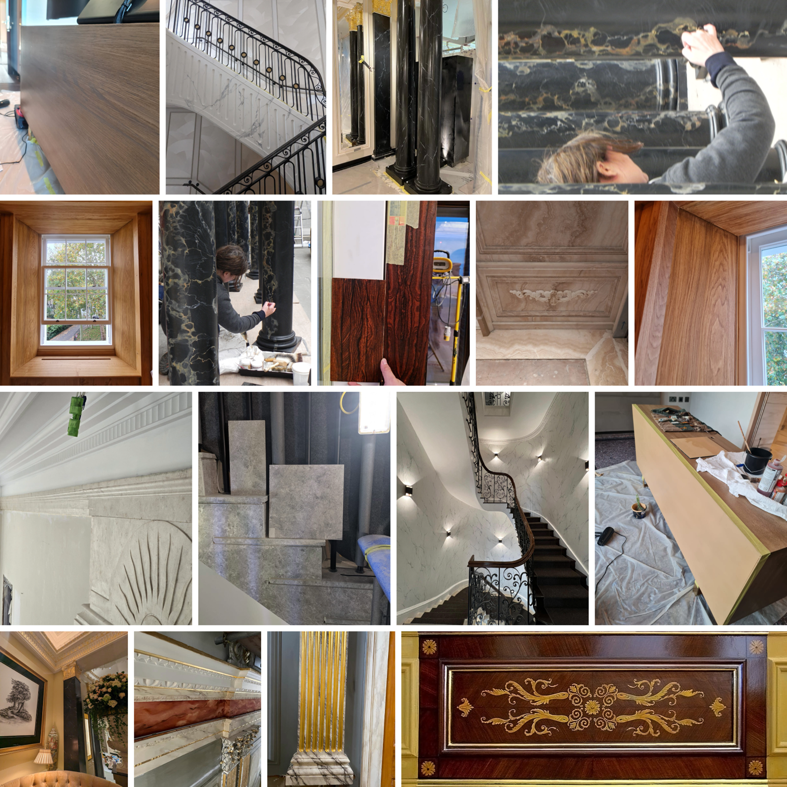Examples of our team's Faux painting – marble / wood expertise.